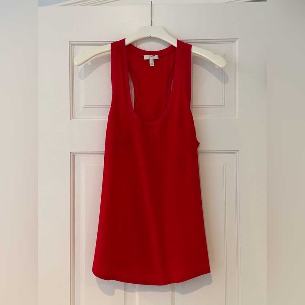 Join red silk tank